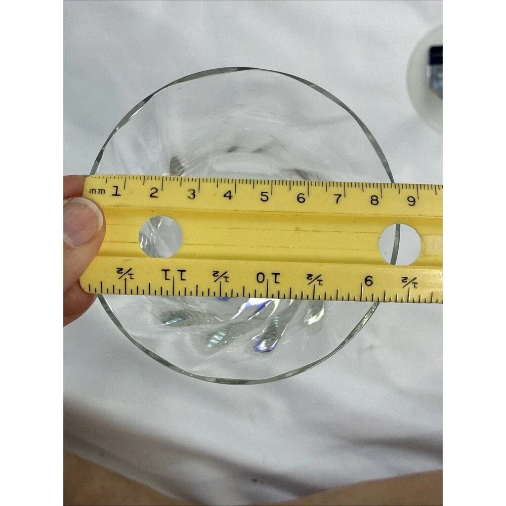 Crystal Clear Studios Valerie 4 Wine Glasses & Stopper Optic Swirl Frosted 1990s